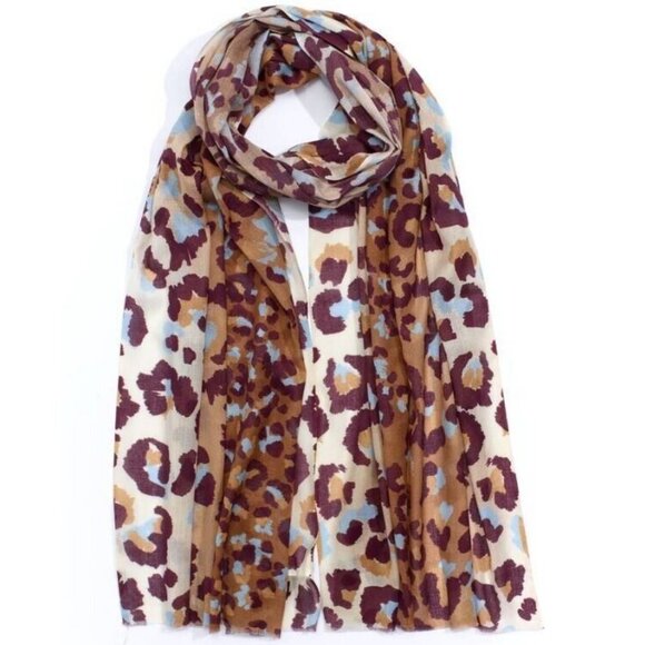 ECHO NEW YORK leopard animal print modal cotton women's scarf wrap- BROWN/BLUE - Picture 1 of 3